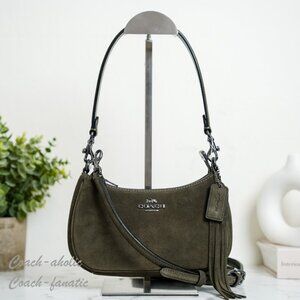 Coach CCE42 Teri Mini Crossbody/Shoulder Bag In Suede Army Green NWT
